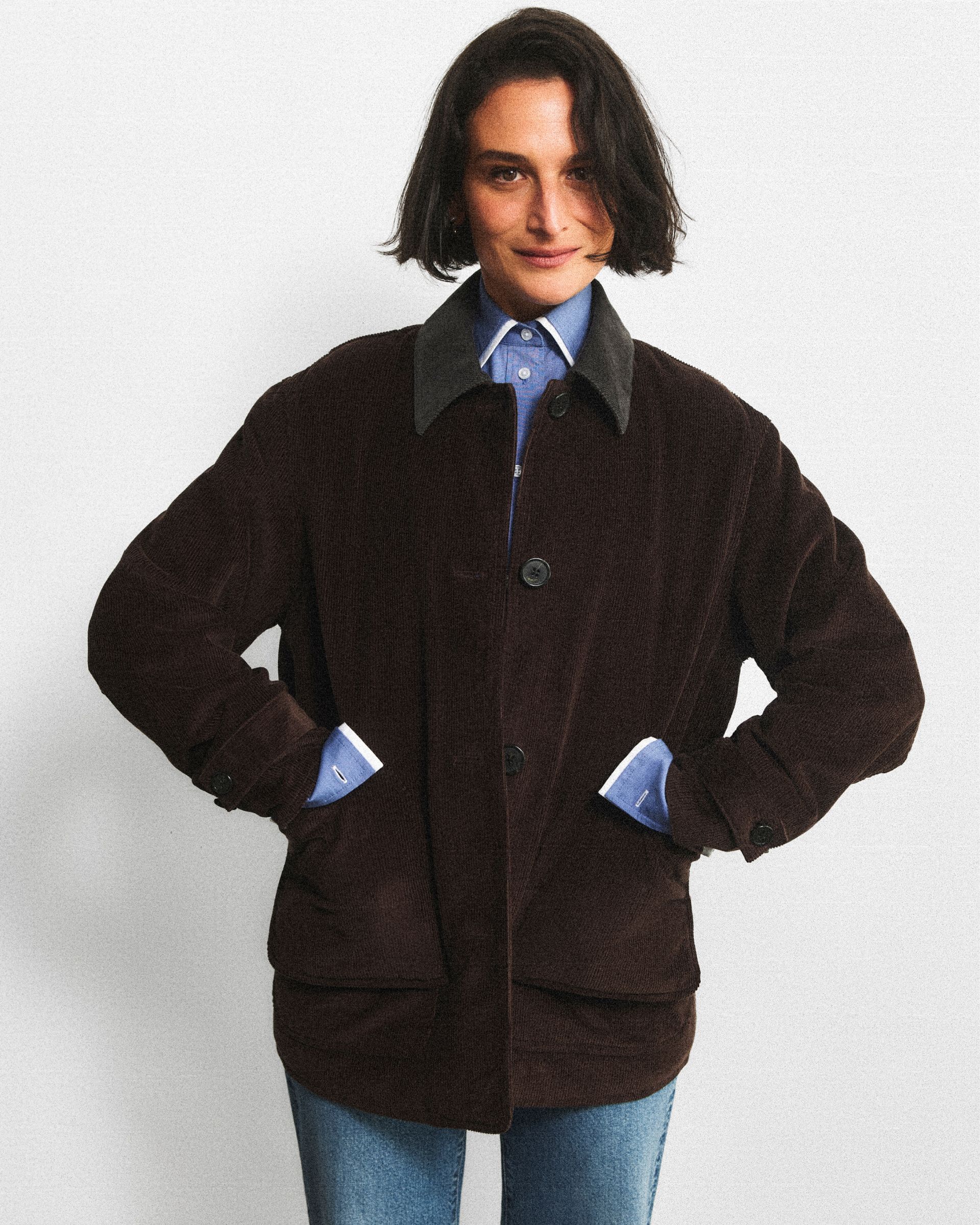 Jenny Slate wore the Barn Jacket for J.Crew's 40th anniversary campaign