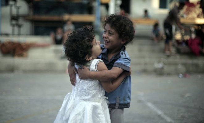 Palestinians girls celebrate