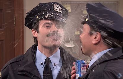 Bill Hader and Jimmy Fallon spit food at each other and laugh a lot