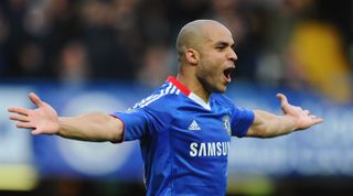 Alex of Chelsea celebrates after scoring during the Premier League match between Chelsea and Arsenal at Stamford Bridge on October 3, 2010 in London, United Kingdom.