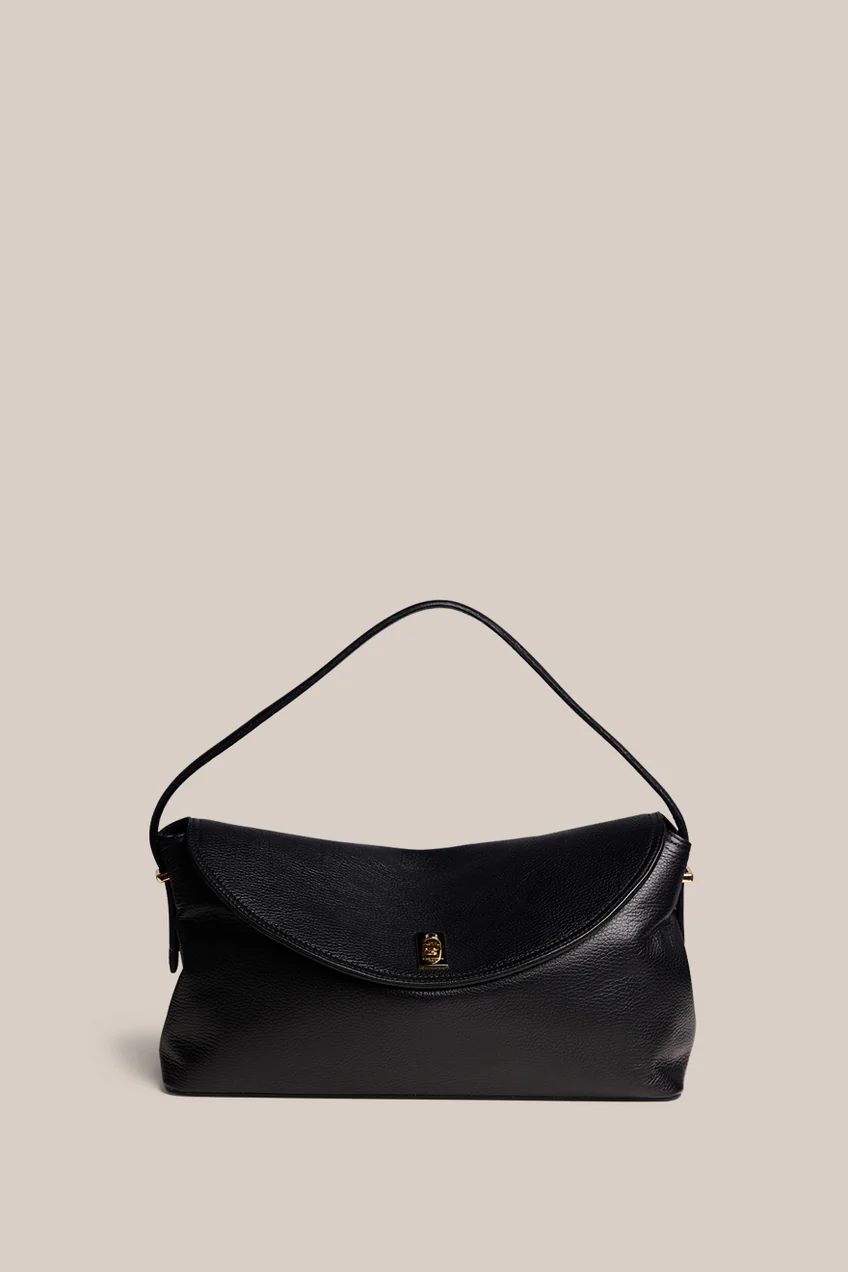 VESTIRSI, Sloane Large Black Leather Top Handle Crossbody