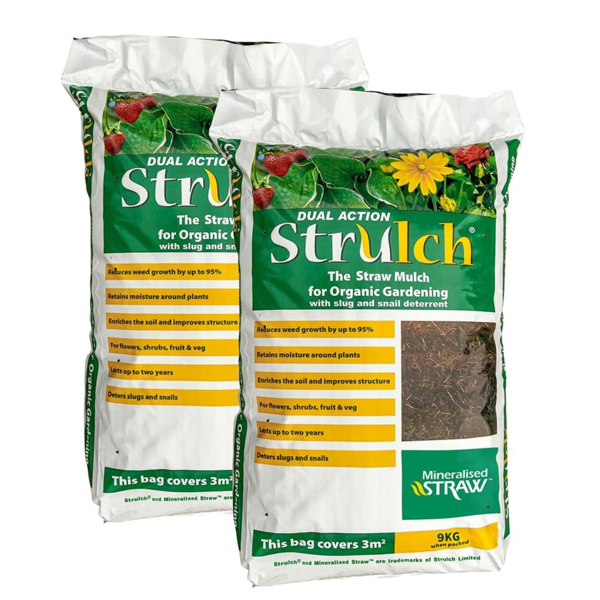 YouGarden 2 X 100l Strulch Mulch Straw Mulch in 9kg Bags