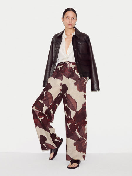 Iris Leaf Linen Trouser | burgundy