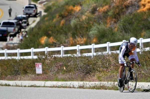 Francisco Mancebo (Realcyclist.com) heads up the long last steep section of the climb.