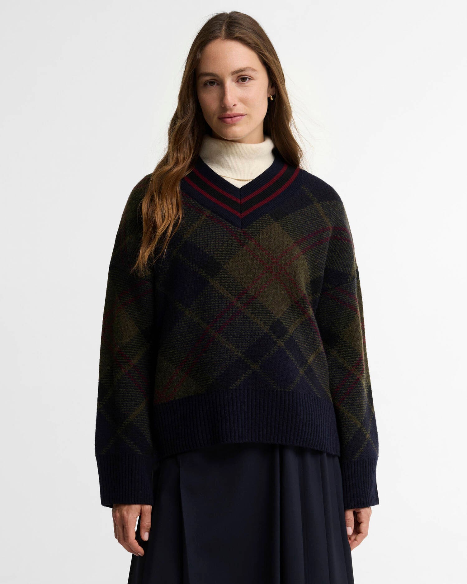 Shae V-Neck Tartan Wool Jumper
