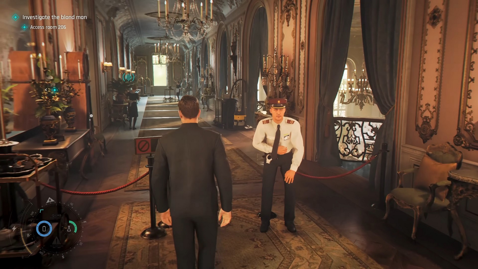 James Bond in 007 First Light walks towards a restricted entrance, past a guard who he has made too nauseous to care