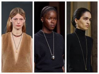 Pendant necklaces at Gabriela Hearst, Bottega Veneta, Dior