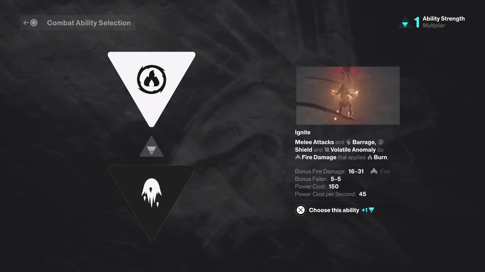 A player chooses the Ignite power in Control Resonant