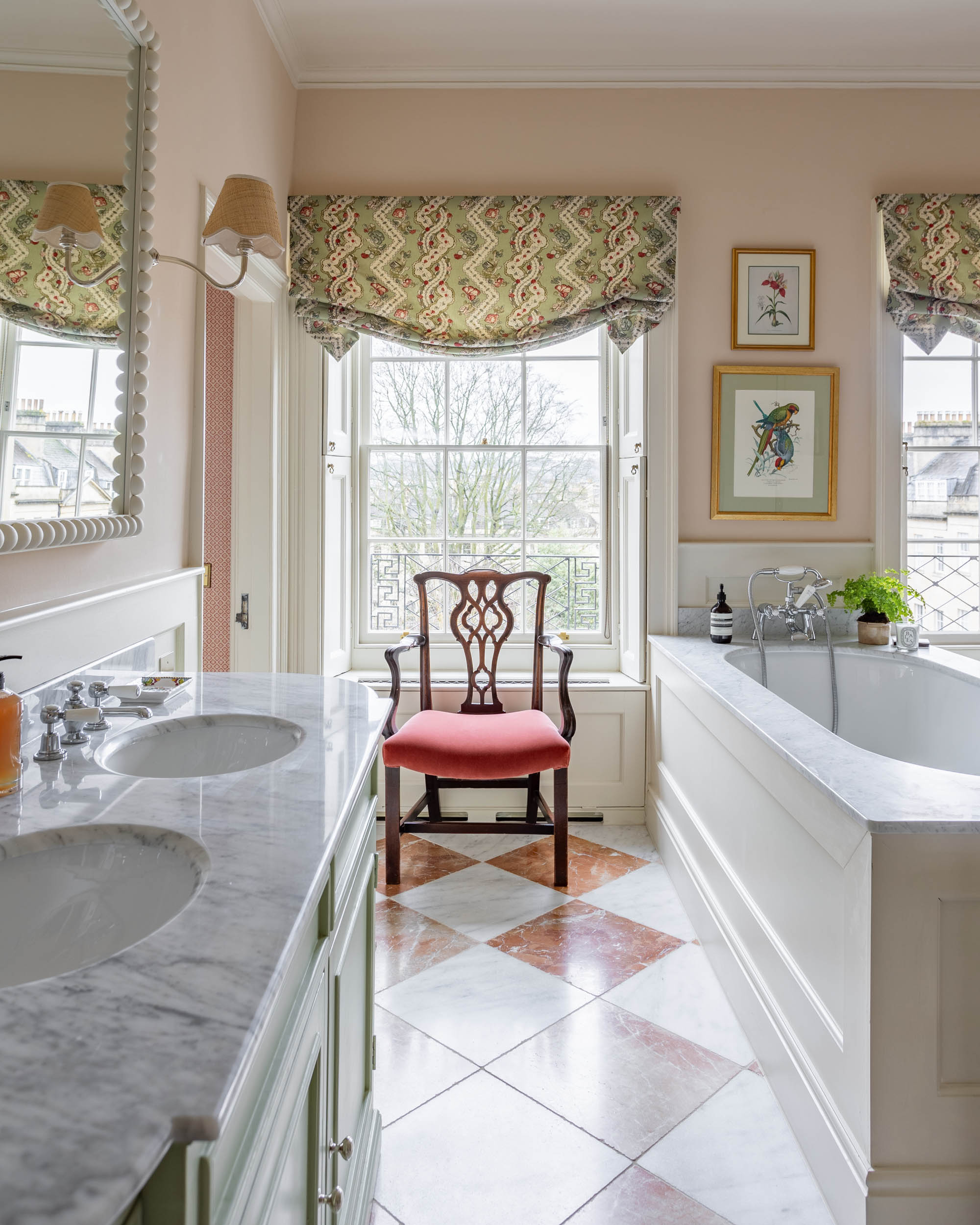 An elegant bathroom designed by Cotswold-based interior designer Sean Symington, which was part of a top-to-toe restoration of a Grade II-listed townhouse in Bath &amp;mdash; Country Life Top 100 2026