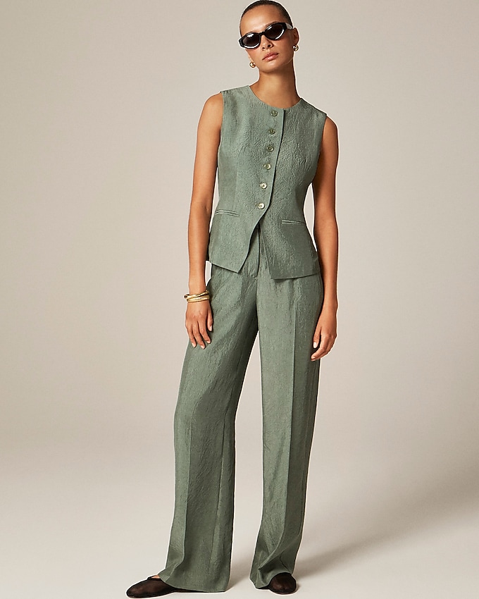 Essential Wide-Leg Pant in Textured Satin