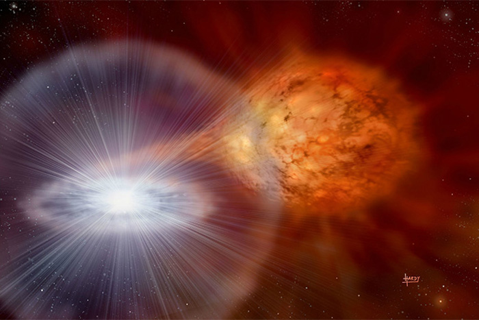 Exploding star sending dust to earth