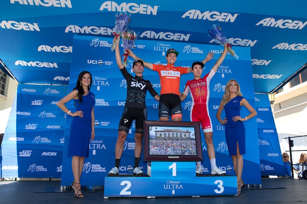 The podium of the Tour of California's seventh and final stage