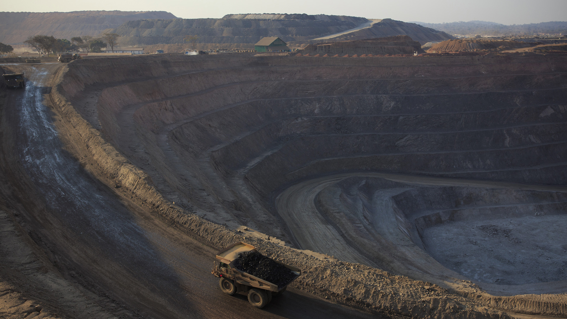 A terraced, open-pit copper mine in the Democratic Republic of Congo