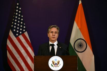 Secretary of State Antony Blinken speaks in India