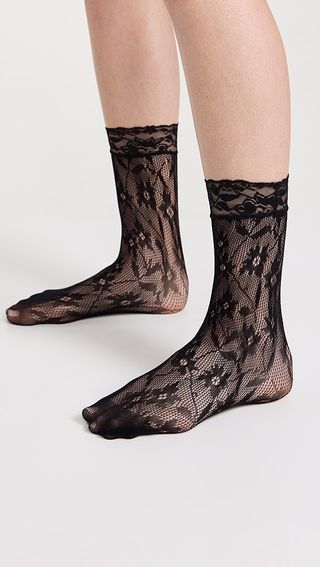 Stems Floral Fishnet Socks