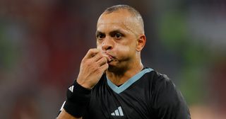 Brazilian referee Wilton Sampaio officates during the Qatar 2022 World Cup Group A football match between Senegal and the Netherlands at the Al-Thumama Stadium in Doha on November 21, 2022.