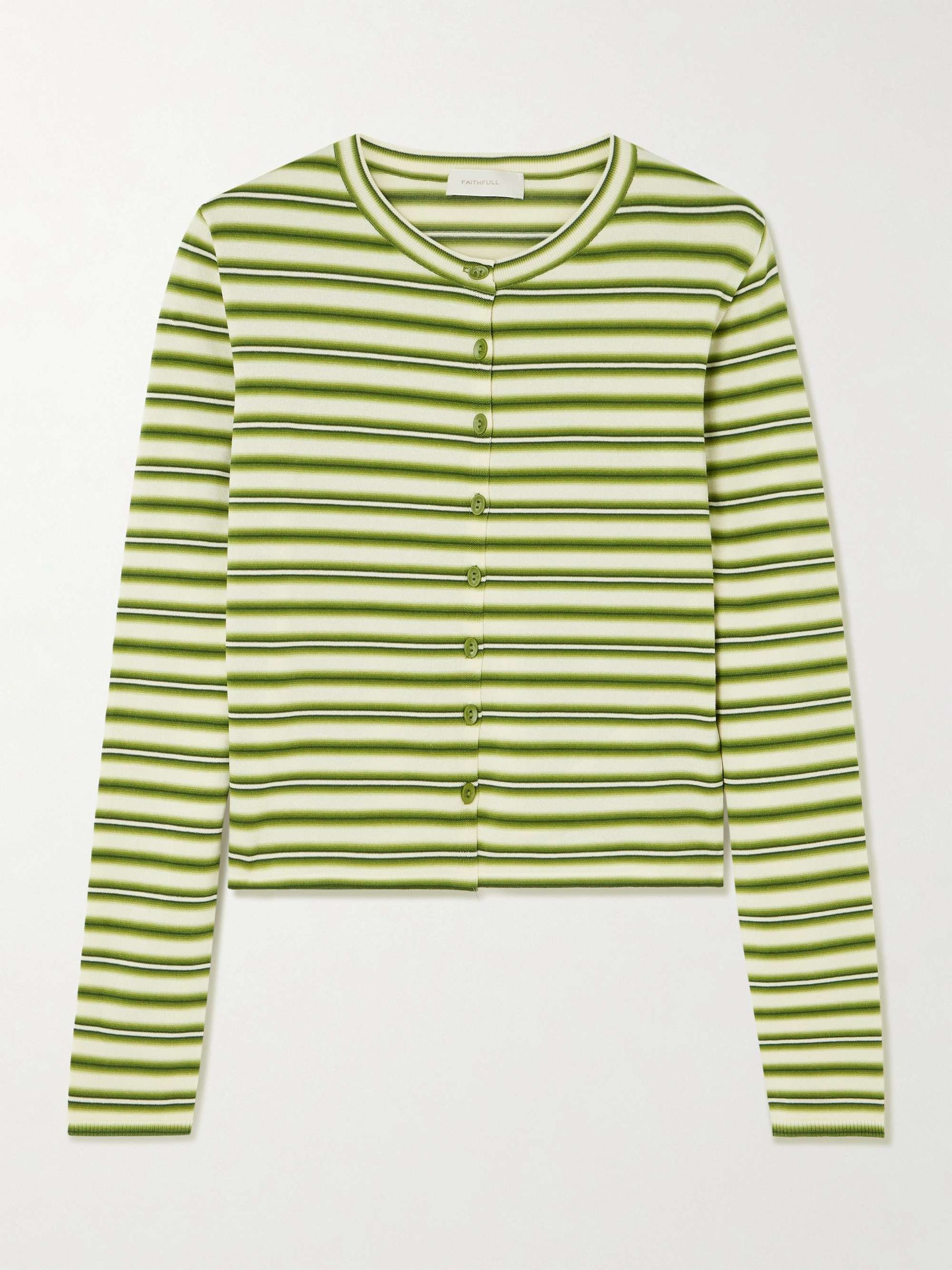 Cinta Striped Cotton-Blend Cardigan