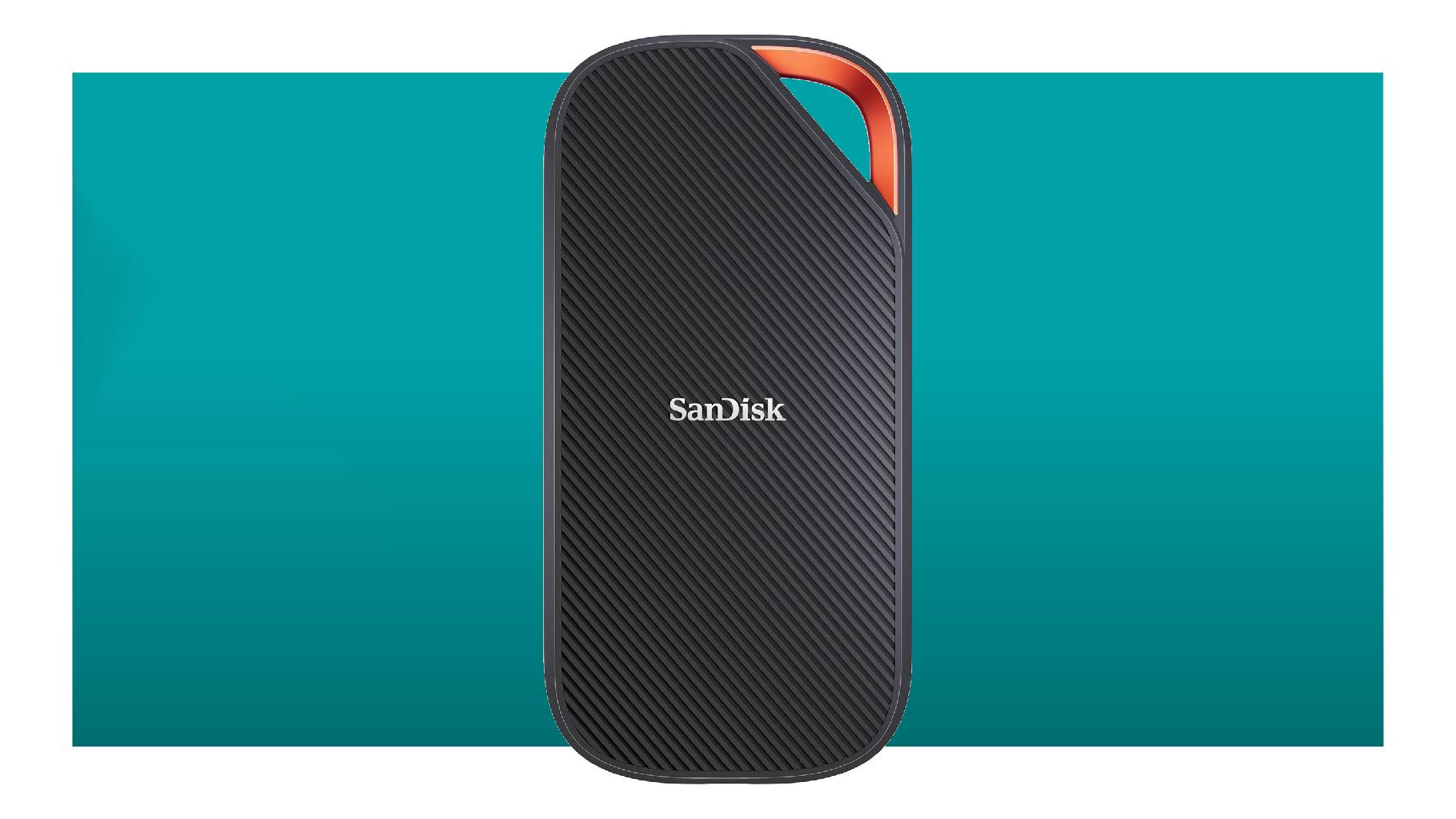 SanDisk Extreme Pro external SSD on a blue background