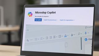 Microslop Copilot edited webpage on a laptop screen