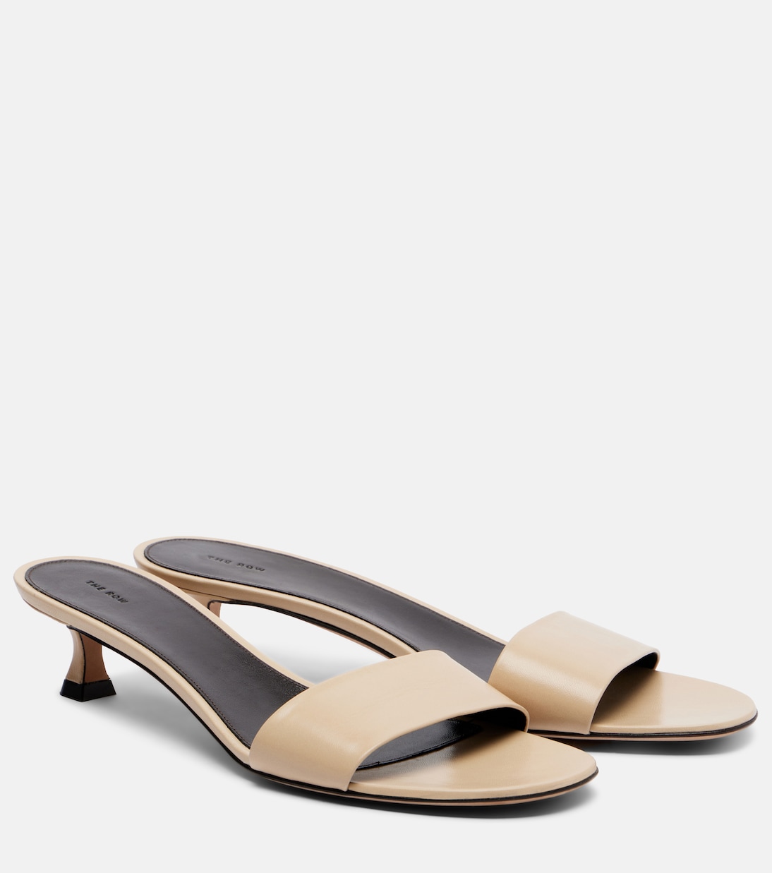 Combo Leather Slides in White - the Row