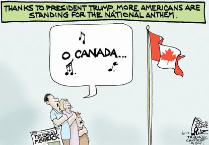 Political Cartoon U.S. G7 Trump Justin Trudeau