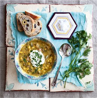 Chicken, sweetcorn and quinoa soup.