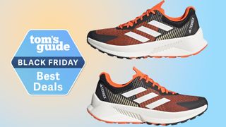 adidas Terrex Soulstride Flow Trail-Running Shoes in orange, white and black