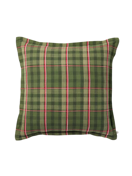 24"x24" Throw Pillow with Top Stitch Green Plaid