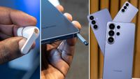 A collection of photos of devices announced at Samsung Galaxy Unpacked February 2026, including Galaxy Buds Pro 4 and the Galaxy S26 series