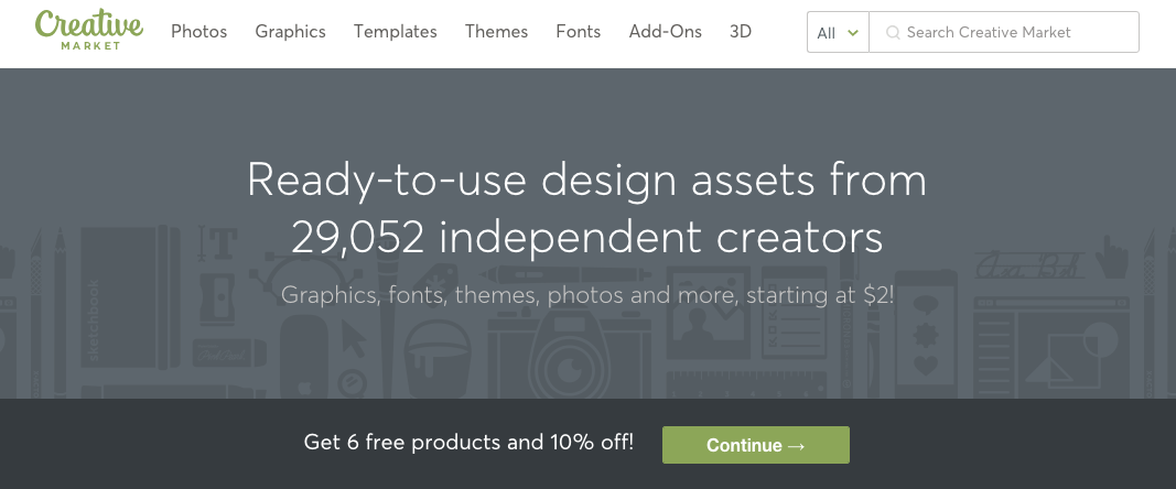 Creative Market homepage