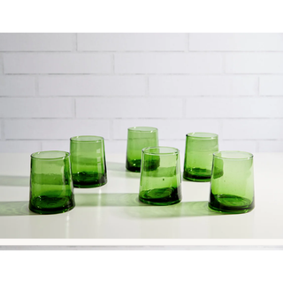 green glassware set