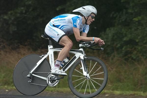 Benjamin King from Western Australia heads into Learmonth and the finish to his time trial.
