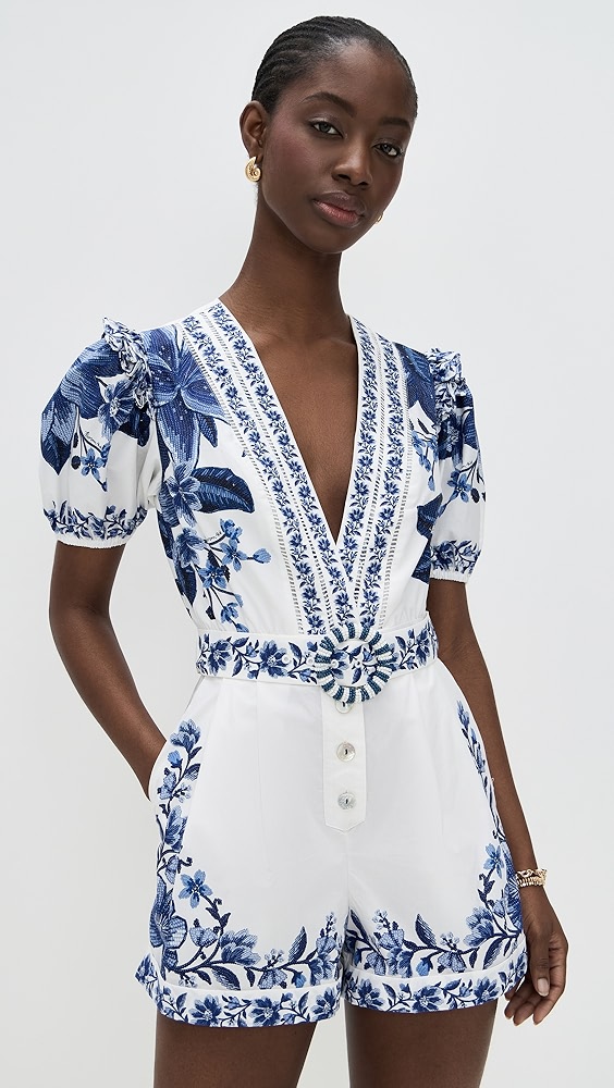 Farm Rio Summer Fruit Scarf Romper