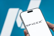 SpaceX logo on a mobile phone.