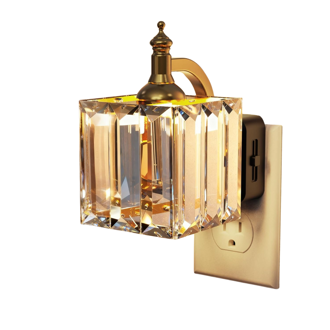 L Lohas Led Night Light, Night Lights Plug Into Wall, 3000k Soft White Led, Crystal Night Lights With Dusk to Dawn Sensor, 0-100lm Adjustable Brightness, for Hallway Bedroom Stairway