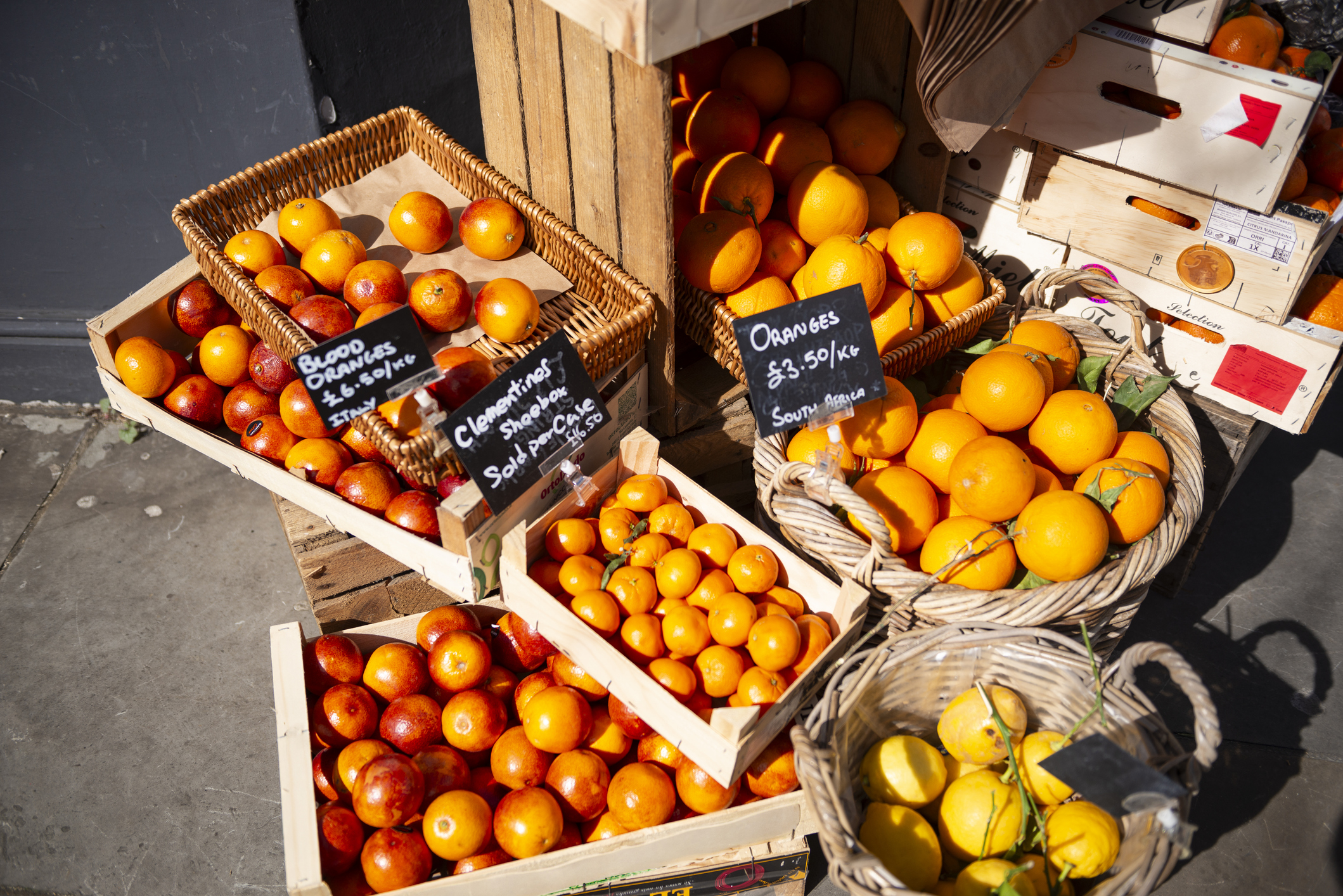 Fruit for sale in London representing UK food inflation