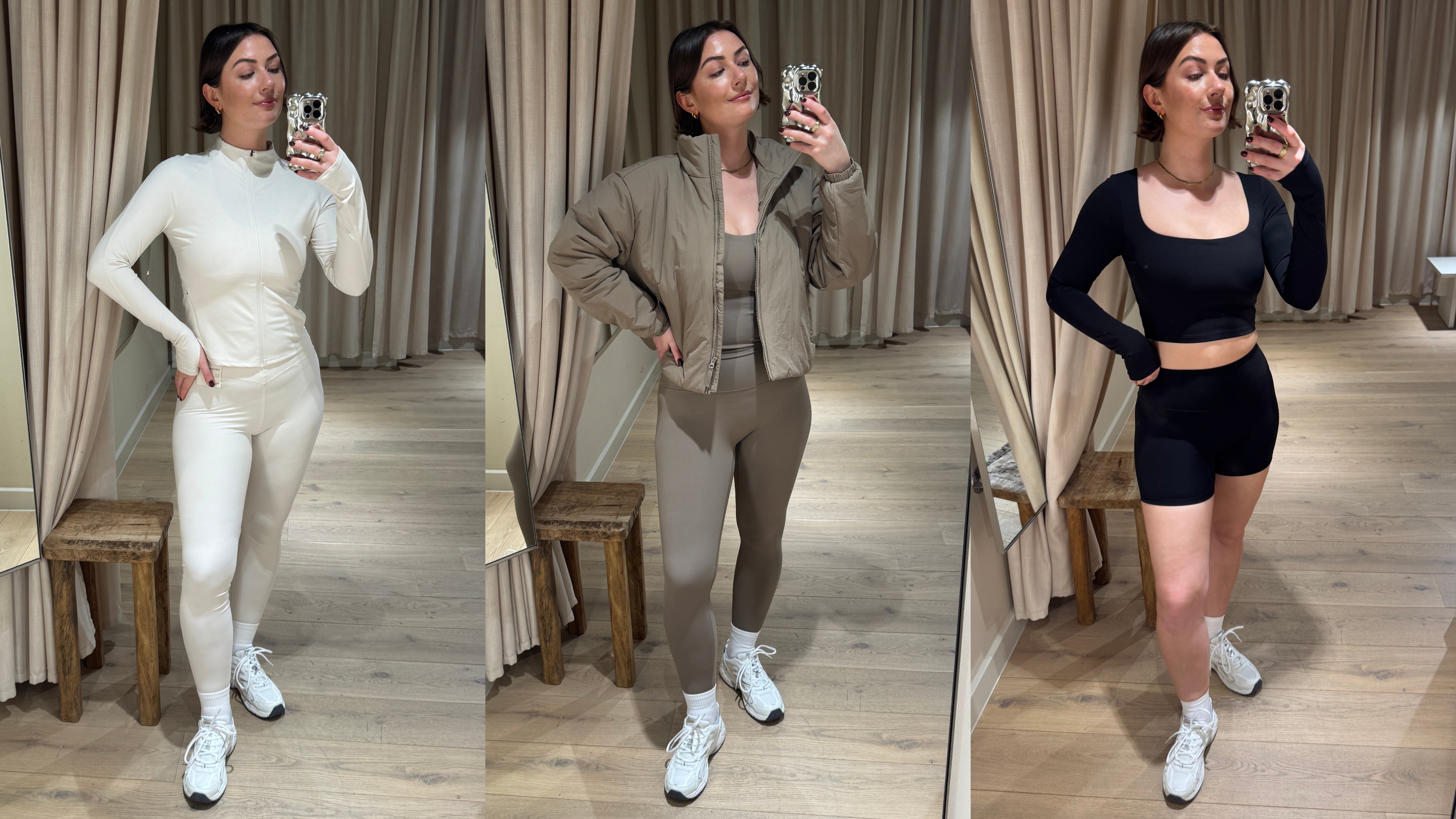 Sophie Robyn Watson tries on Wholesale Replica Bag
H&amp;M Move collection.