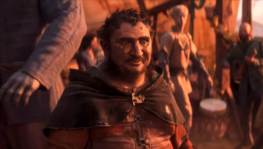 Scruffy Hobbit and/or Dwarf from Divinity trailer in festival crowd.