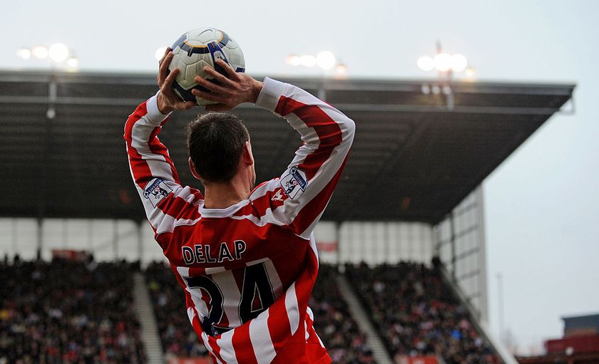 STOKE ON TRENT, ENGLAND - MARCH 20: Rory Delap of Stoke takes a throw in during the Barclays Premiership match between Stoke City and Tottenham Hotspurs at the Britannia Stadium on March 20, 2010 in Stoke on Trent, England. (Photo by Michael Regan/Getty Images)