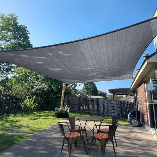 Sunlax Large Sun Shade Sail 16' X 20' Dark Grey Rectangle Canopy Sail Shade Cover Uv Block Permeable Sunshade Outdoor for Patio Backyard (we Make Custom Size)