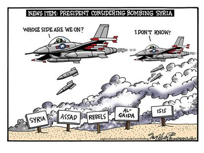 Editorial cartoon world Syria bombing