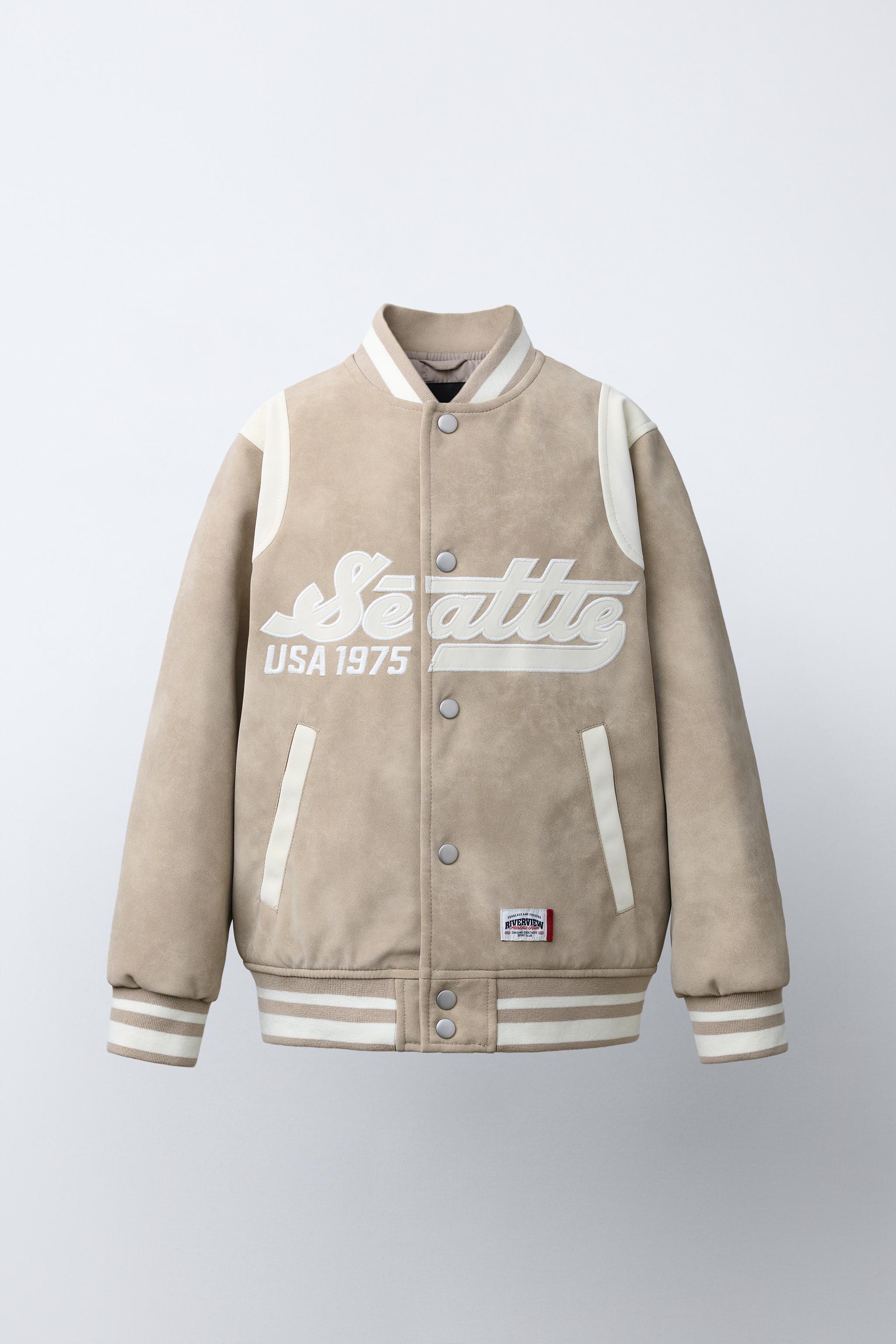 Faux Suede Text Bomber Jacket