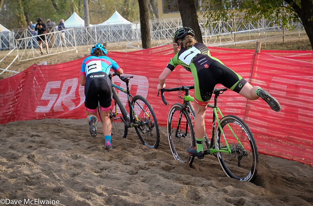 Courtenay McFadden (American Classic) and Emma White (Cannondale) were having an epic battle for the last spot on the podium