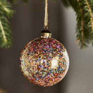 Sequined glass ornament