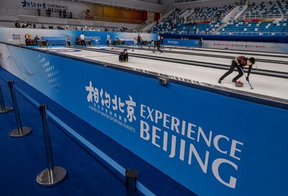 China's curling team at a test event.