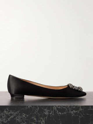 Hangisi Crystal-Embellished Satin Point-Toe Flats