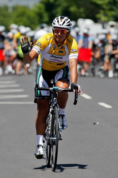 Allan Davis is welcomed to the start line.