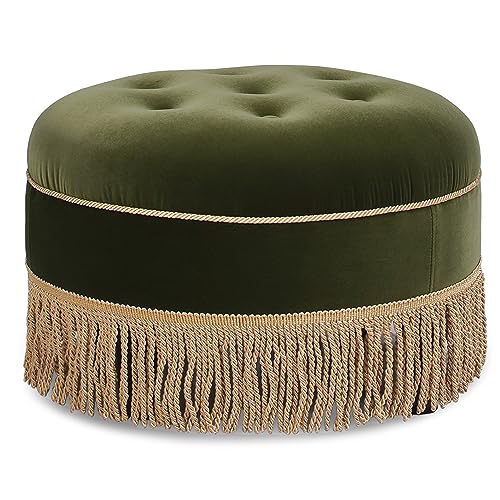 Jennifer Taylor Home Yolanda 24&quot; Round Upholstered Accent Ottoman, Medium