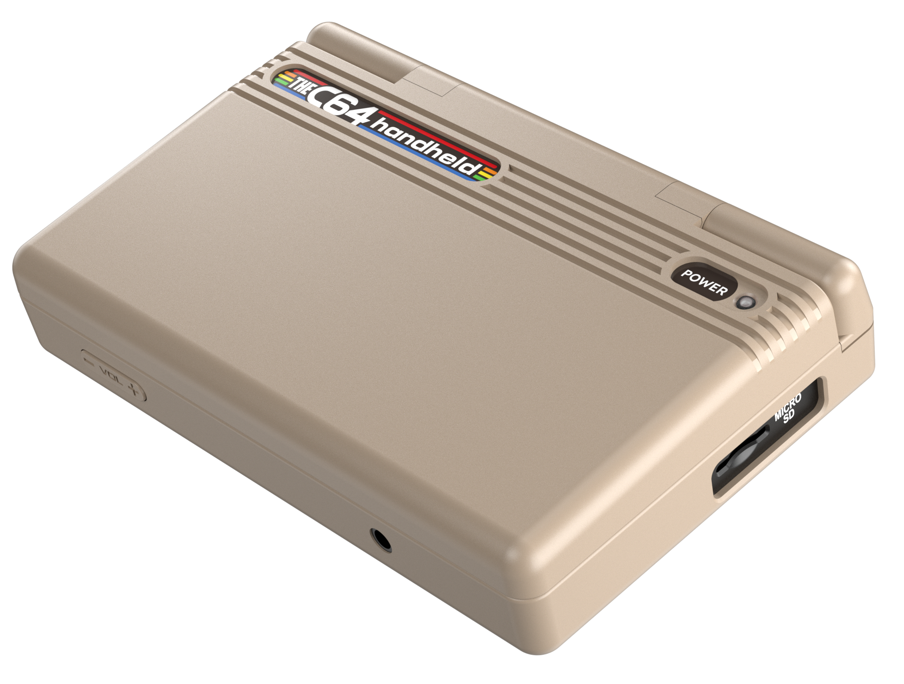 THEC64 Handheld, a beige retro handheld console