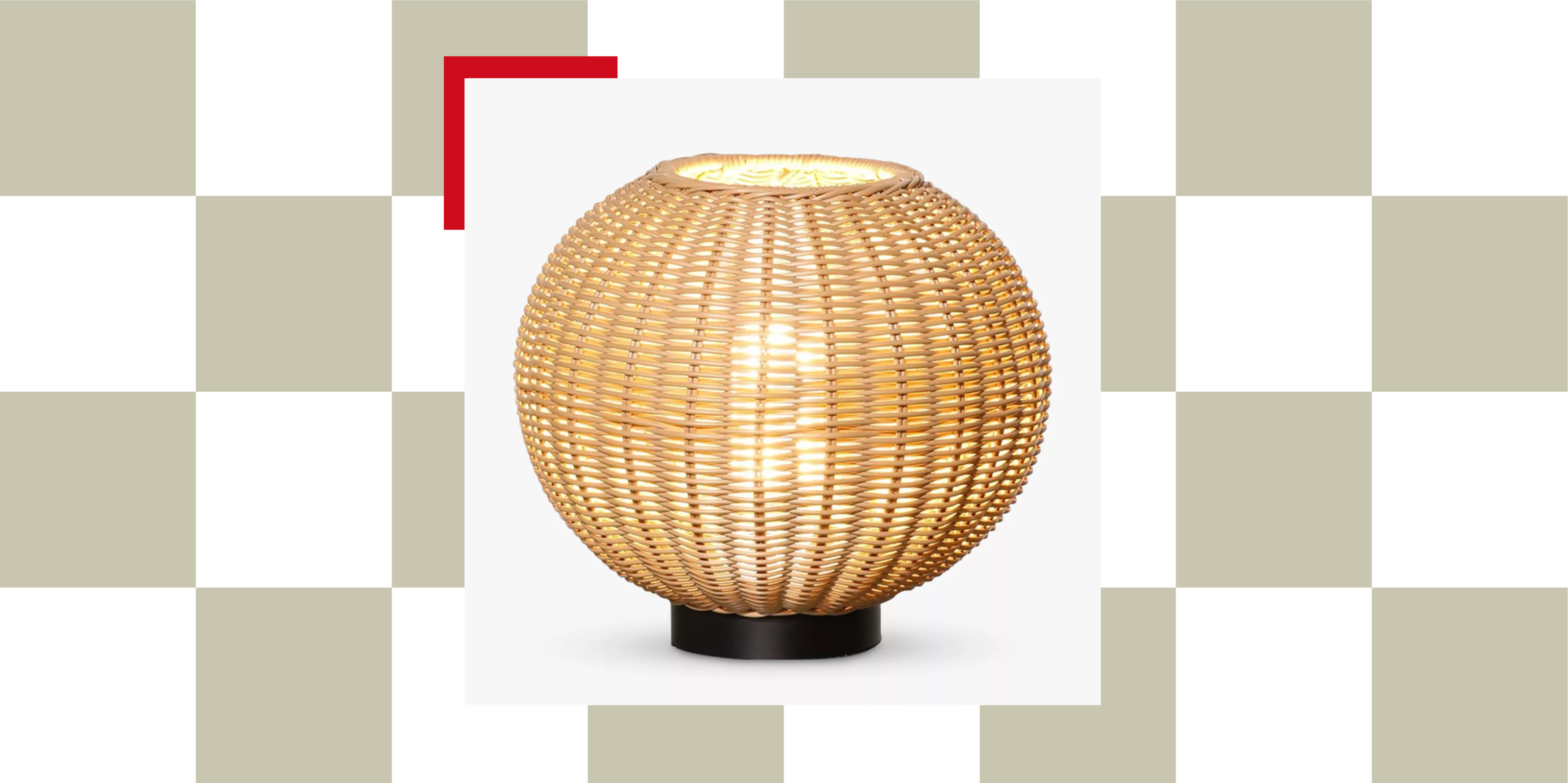 Lg Outdoor Orta Woven Rattan Rechargeable Garden Table Lamp, 28cm, Natural